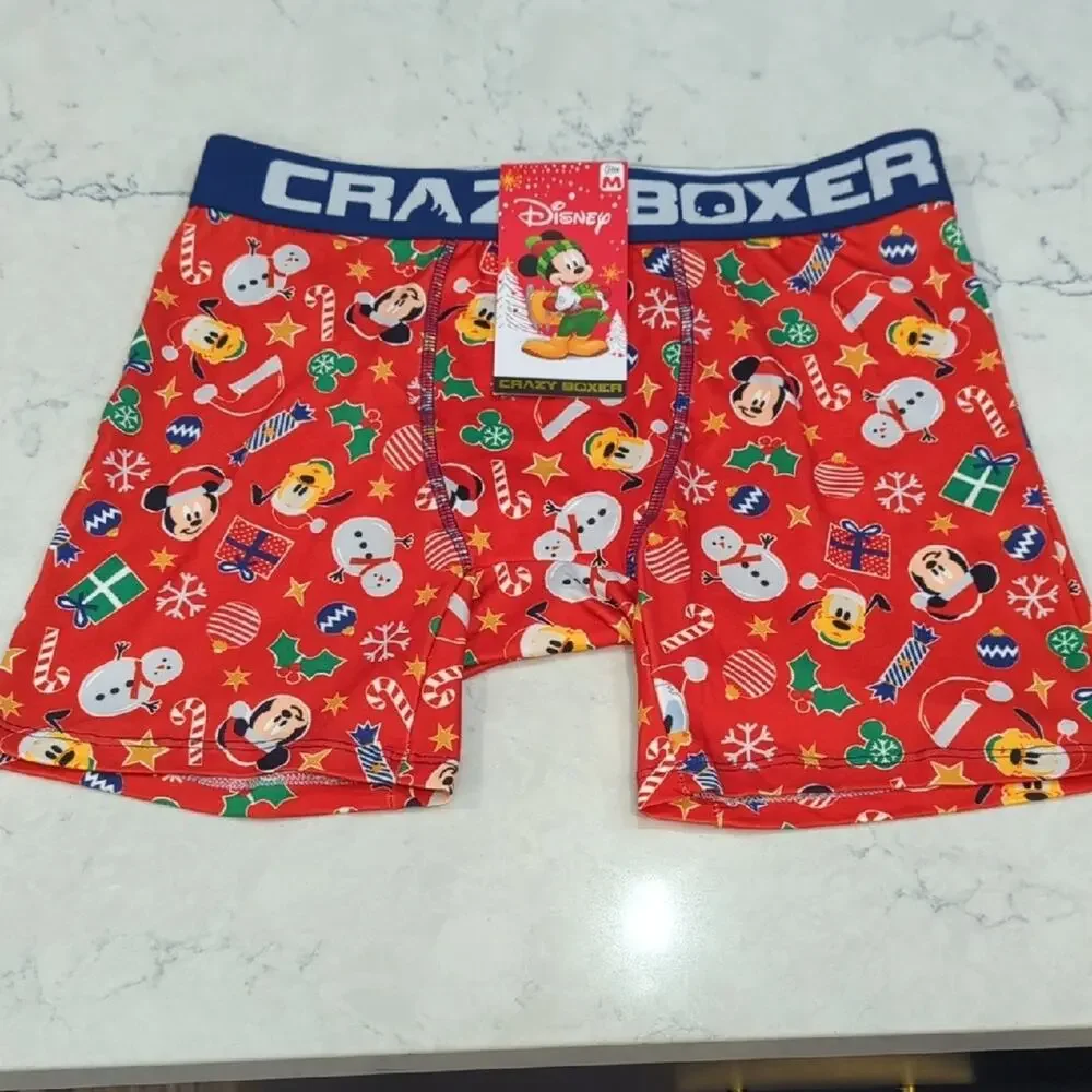 Disney Crazy Boxer Men's Festive Red Boxer Briefs Medium Holiday Christmas NEW